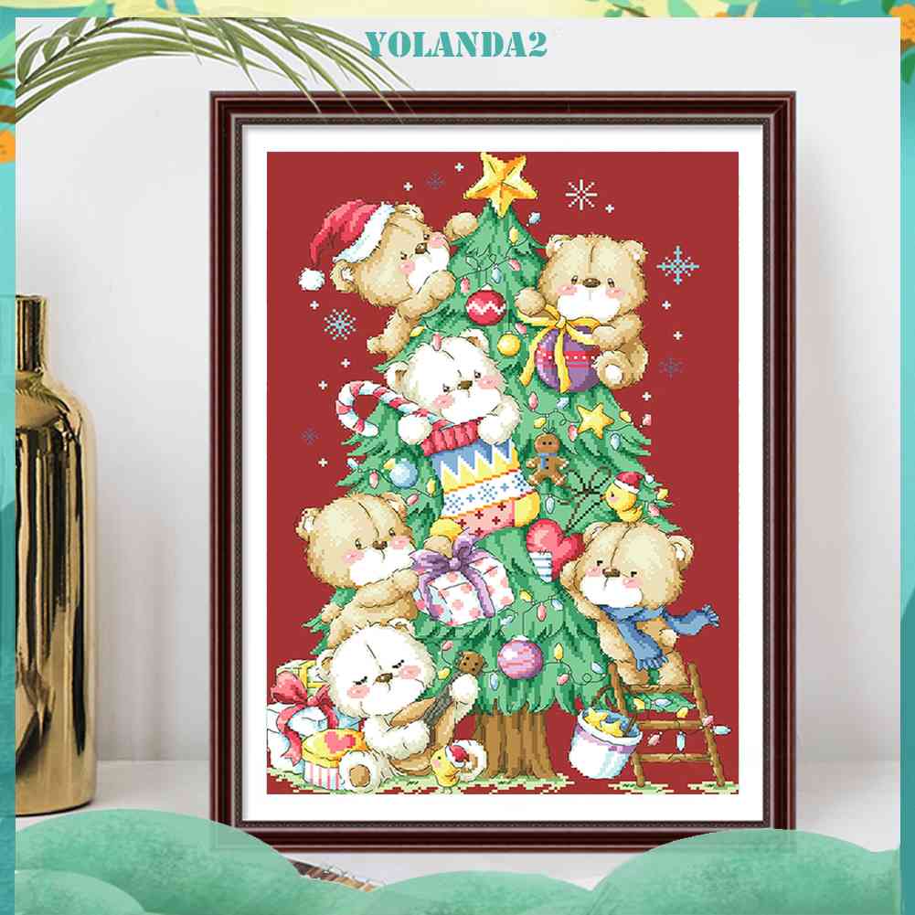 Toàn Bộ Bộ Tranh Thêu Chữ Thập 11CT Hình Cây Thông Noel