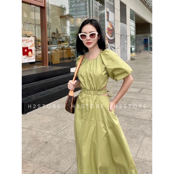 ĐẦM TAY PHỒNG KHOÉT EO - QA01319