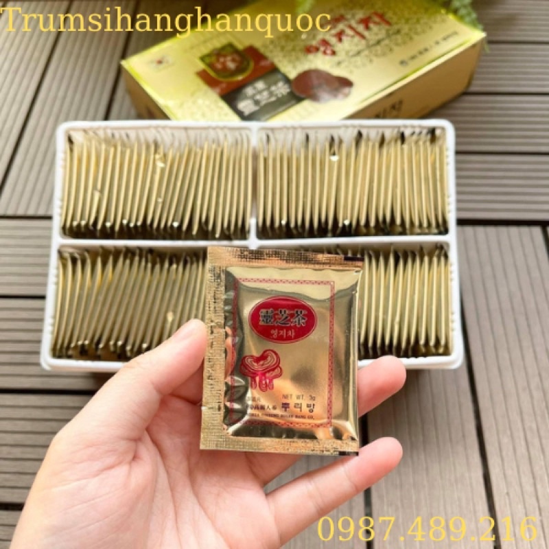 Trà LINH CHI Hộp Vàng Hàn Quốc - Chính Hãng - Tốt cho người bị tiểu đường, viêm gan, mỡ máu