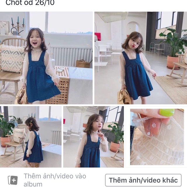 Set váy jeans bé gái