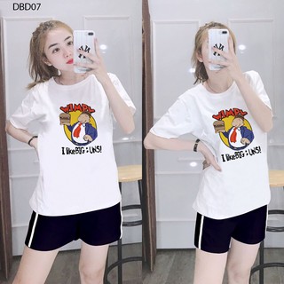 [MẪU MỚI] ĐỒ BỘ MẶC NHÀ QUẦN ĐÙI 1 SỌC ÁO IN HÌNH HOẠT HÌNH CỰC ĐẸP - DBD07