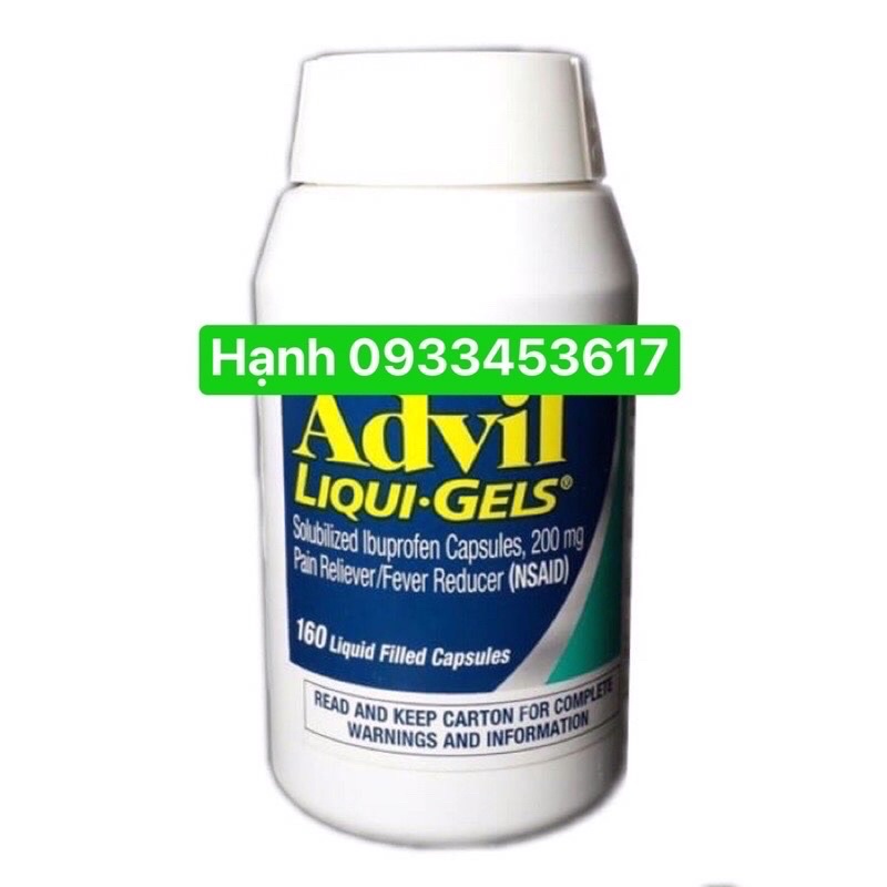 (hàng Mỹ) hộp advill liqui gel 160 viên