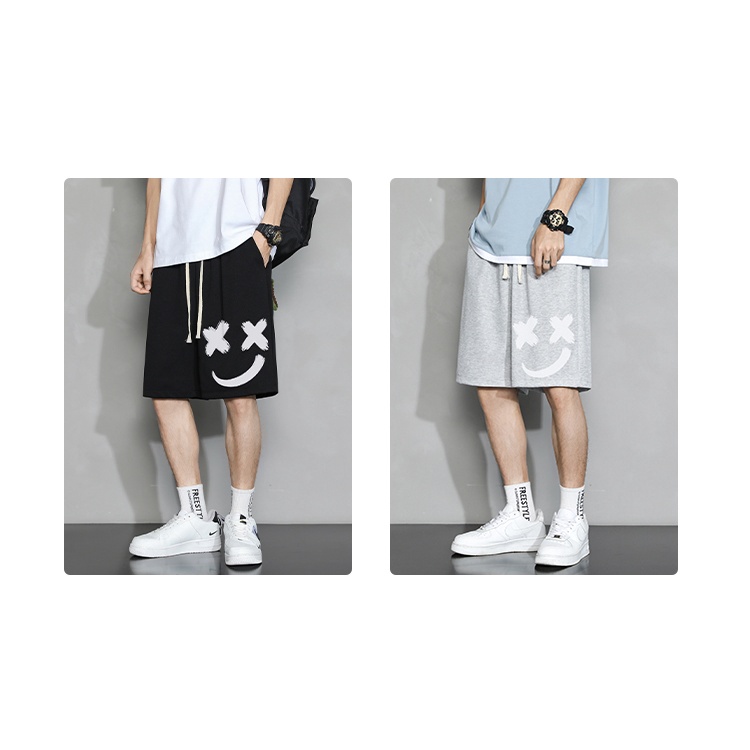 Quần short thun nam nữ in hình mặt cười , Quần Đùi Unisex nam nữ phong cách cá tính