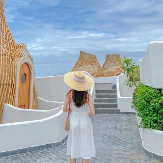 Mũ cói vành siêu rộng nơ trắng siêu sang chảnh