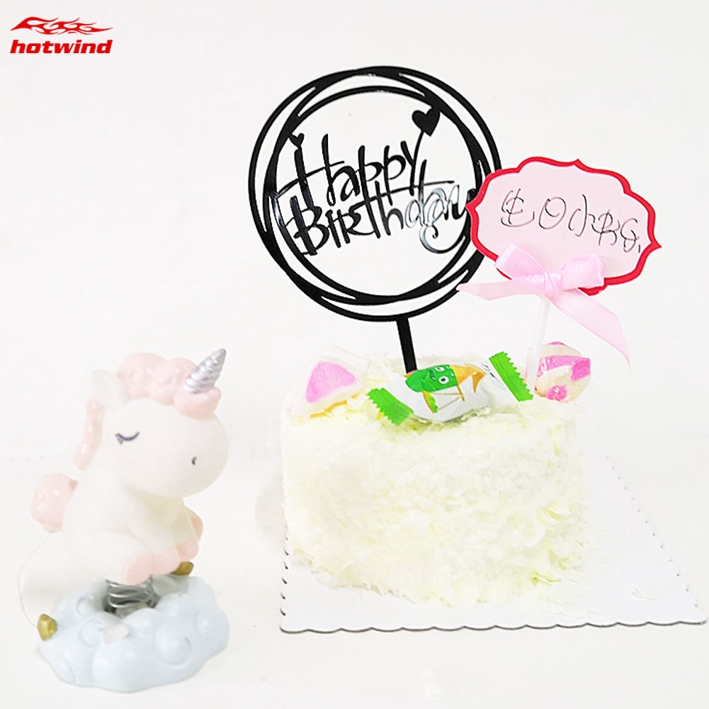 Phụ kiện trang trí bánh kem khắc chữ Happy Birthday độc đáo xinh xắn