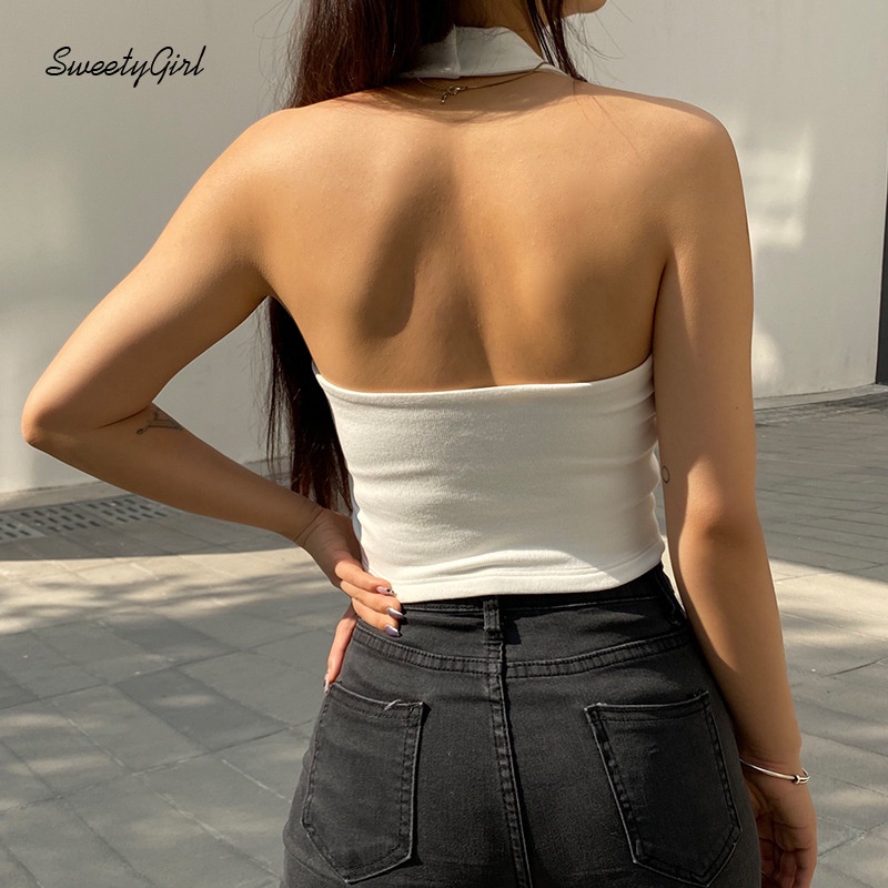 Áo Tank Top Cổ Chữ U Hở Lưng Màu Trơn Phong Cách Thể Thao Thời Trang Cho Nữ