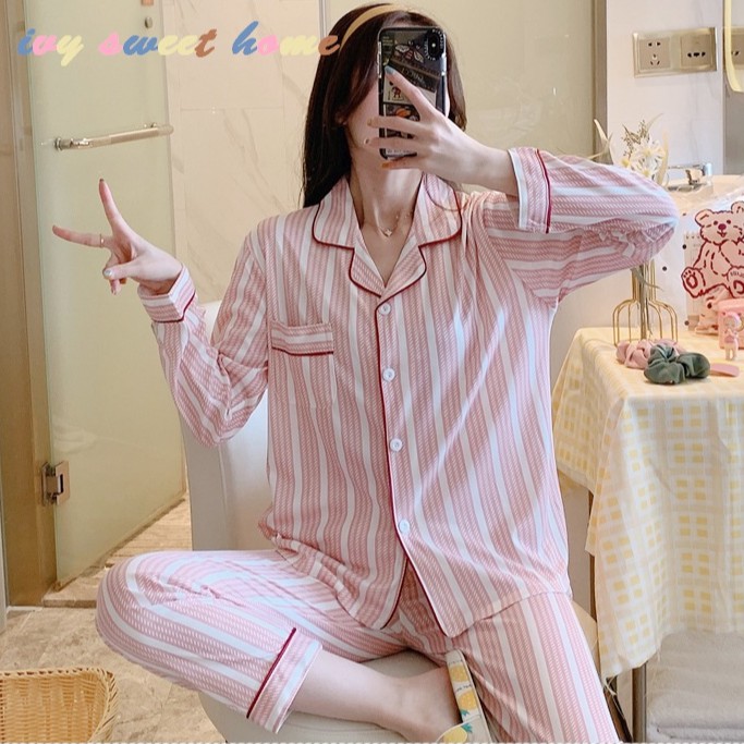 Bộ đồ ngủ nữ dài tay Vải Cotton Xinh Xắn Cho Nữ IVY618 Pijama Nữ quần dài Co Giãn Thoải Mái