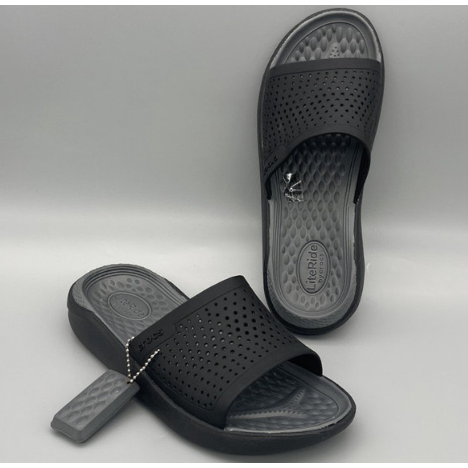 Dép lê cross literide cho nam nữ màu đen đen