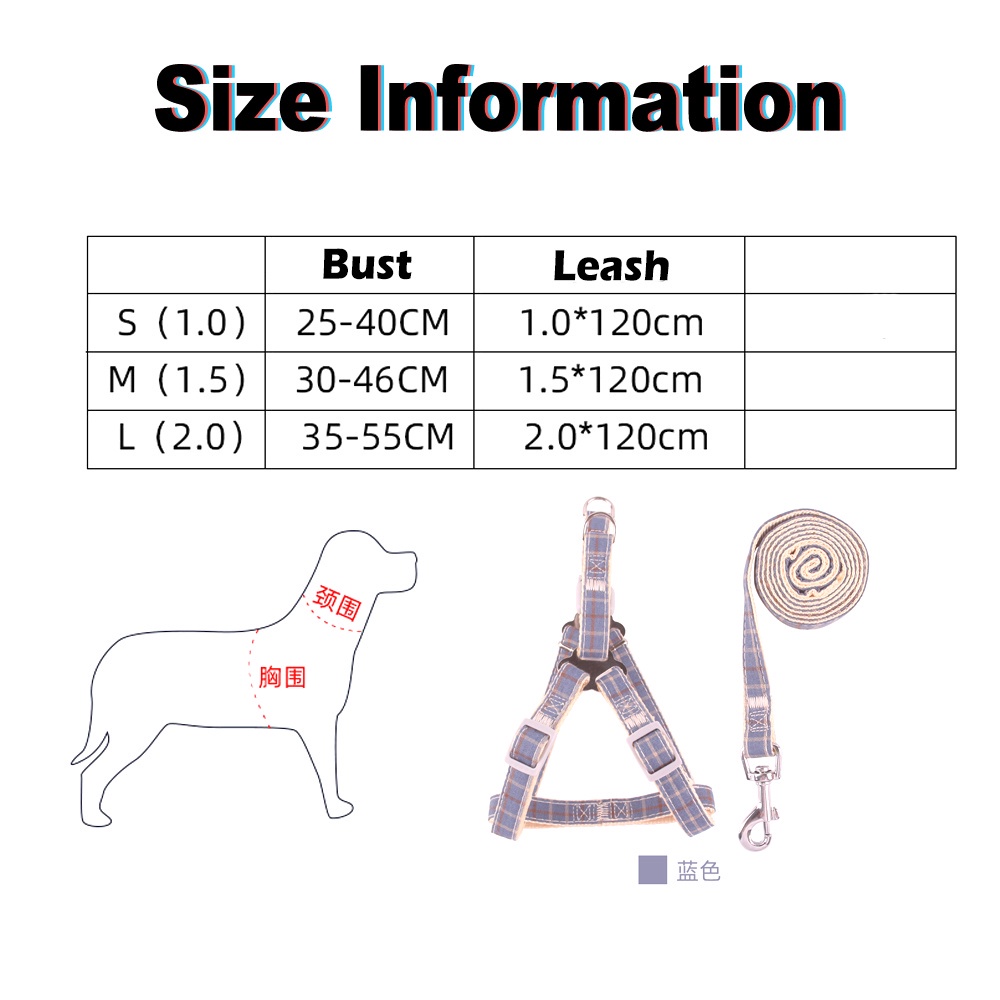 Bộ yếm và dây dắt thú cưng đi dạo họa tiết Caro thời trang