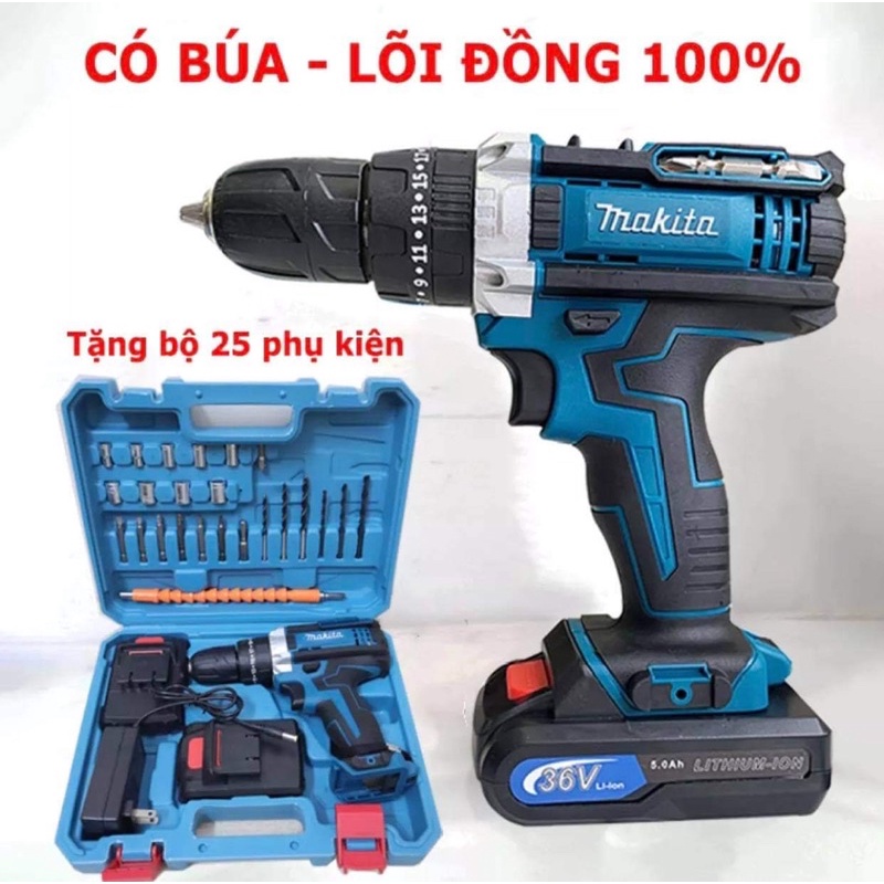 Máy khoan pin MKT 36V Loại 1 Tặng Phụ Kiện 24 món