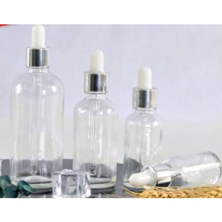 Lọ thủy tinh chiết Serum bóp giọt Khoen Bạc -Lọ thủy tinh chiết tinh dầu 5ml-10ml-15ml-20ml-30ml-50ml-100ml
