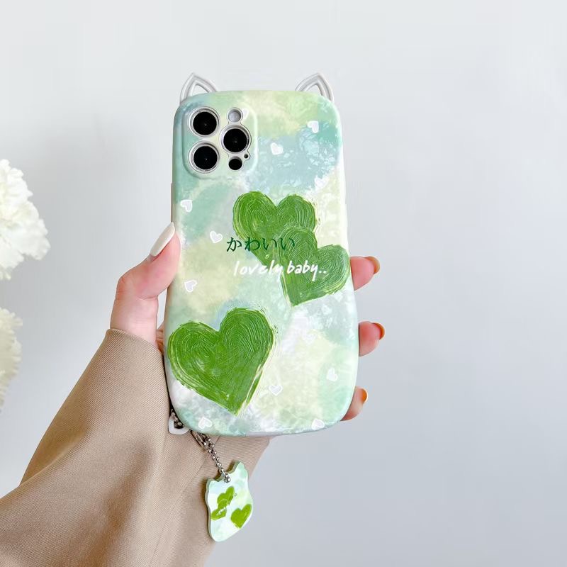 Ốp Điện Thoại Dẻo Họa Tiết Chiếc Sừng Xanh Lá Xinh Xắn Cho Iphone 12 pro max 11 pro max xs max xr x 13proamx plus