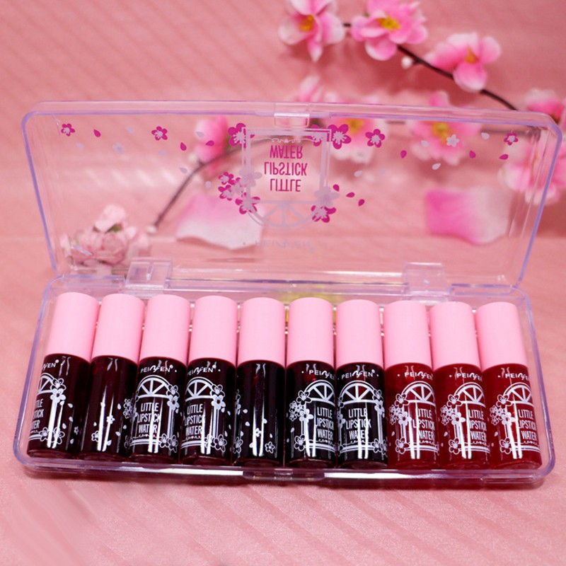 Bộ 10 thỏi son tint dưỡng ẩm kháng nước lâu trôi nhãn hiệu Peinfen | BigBuy360 - bigbuy360.vn