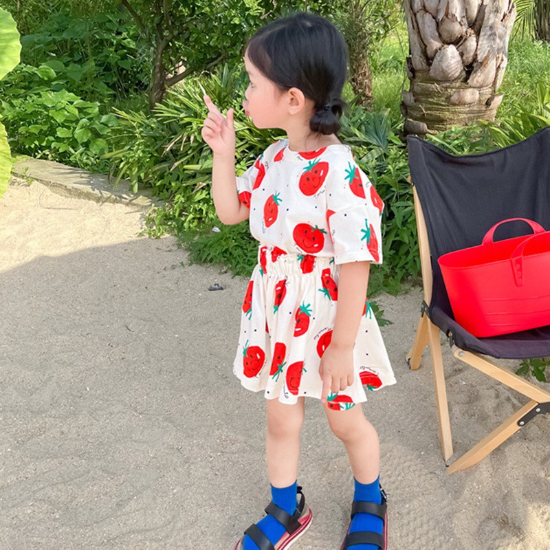 Bộ Áo Ngắn Tay + Chân Váy Thể Thao Mùa Hè Mới Cho Bé Gái