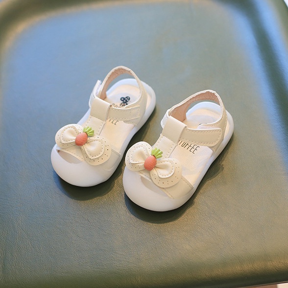 Sandal tập đi cho bé gái 0-2 tuổi đính Nơ hoa hình quả Dứa xinh xắn, Dép tập đi đế mềm chống trơn chống vấp cho bé gái 2