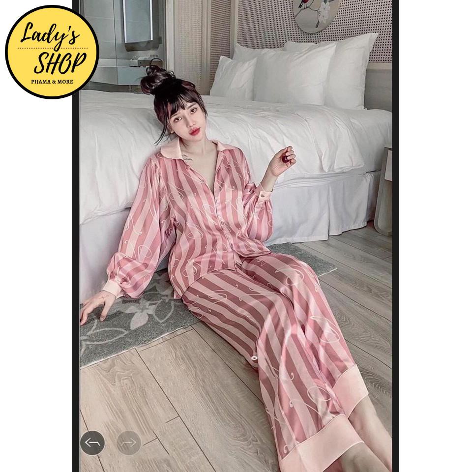 Đồ Bộ Pijama - Bộ Lụa Satin Dài Tay Hoạ Tiết Cao Cấp [FREE SHIP] | BigBuy360 - bigbuy360.vn