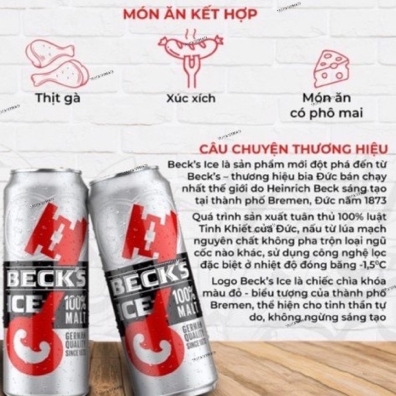 Bia Beck's Ice thùng  12 lon x 500ml/lon hàng có sẵn