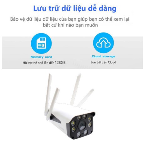 Camera IP Wifi Yoosee Thân Ngoài Trời 4 Râu 2.0 Ban Đêm Có Màu