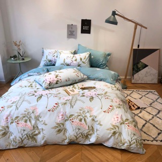 Set chăn ga gối cotton living hoa