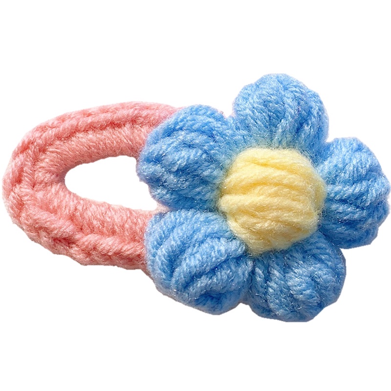 Kẹp tóc đan len hình bông hoa xinh xắn thời trang dễ thương cho bé gái