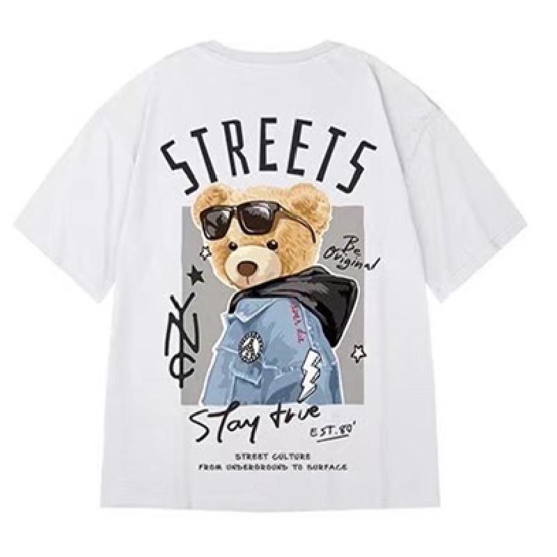 Áo Thun Tay Ngắn Cổ Tròn In Hình Gấu Hoạt Hình Dành Cho Nam Và Nữ Size M-8XL