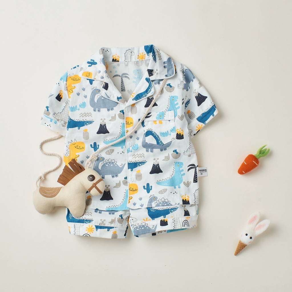 Bộ đồ ngủ pyjama quần đùi áo cộc tay họa tiết dễ thương cho bé BR21002 - MAGICKIDS