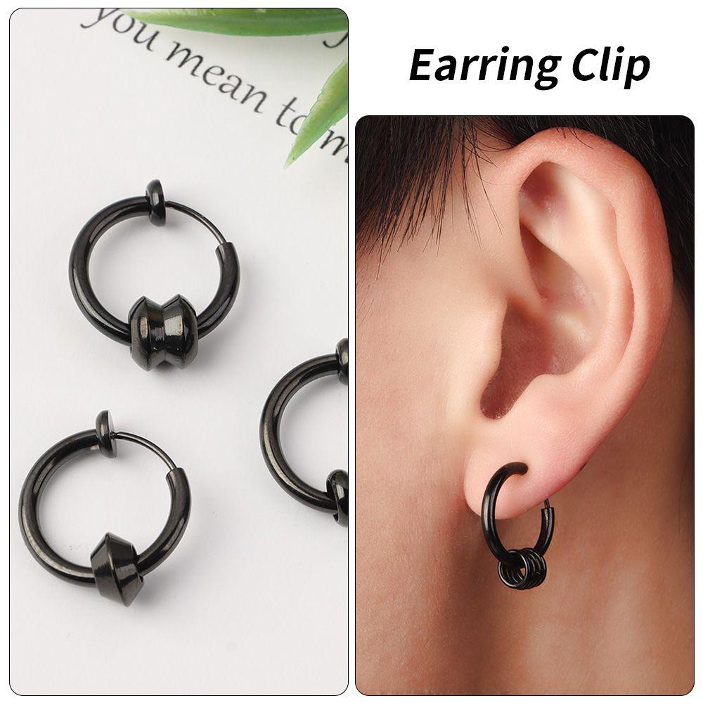 JUNE Bông Tai Thép Không Gỉ Dạng Khoen Tròn Thời Trang Cho Thanh Thiếu Niên Hoops