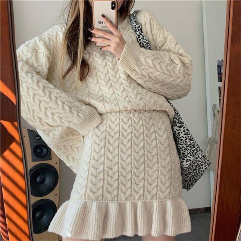 [ORDER TAOBAO]  SET VÁY LEN + CHÂN VÁY LEN MÀU GẠO