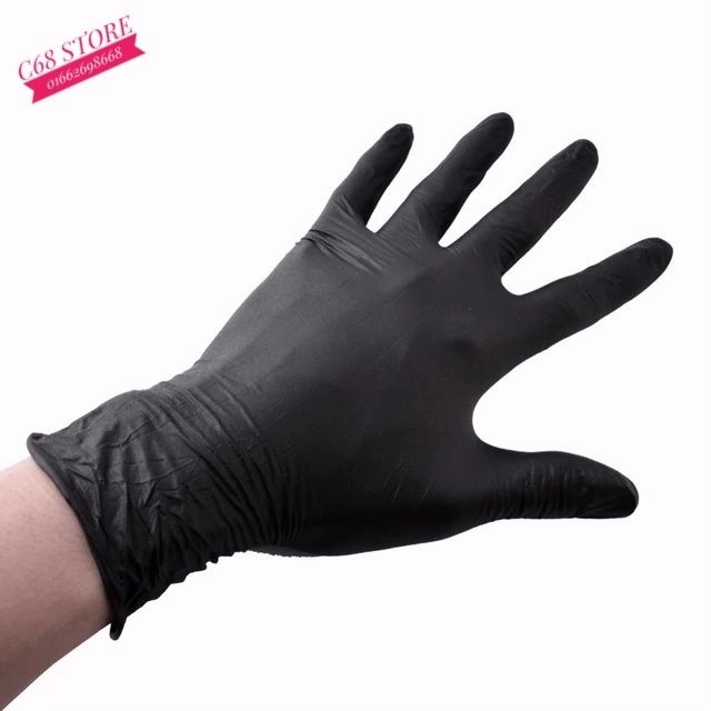 Găng tay đen Barber Tattoo Disposable Black Nitrile 50pcs - 100pcs