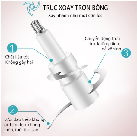 Máy Xay Thịt Đa Năng 6 Lưỡi Dao Hattiecs Cối Thủy Tinh 0.3L Xay Đồ Ăn Dặm Cho Bé