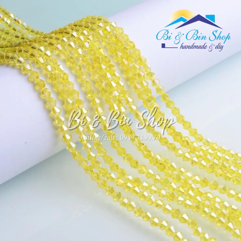 [2] Chục 10 Dây Pha Lê Nón 4mm Màu Ánh Cừ Đính Kết Trang Phục, Làm Trang Sức Handmade