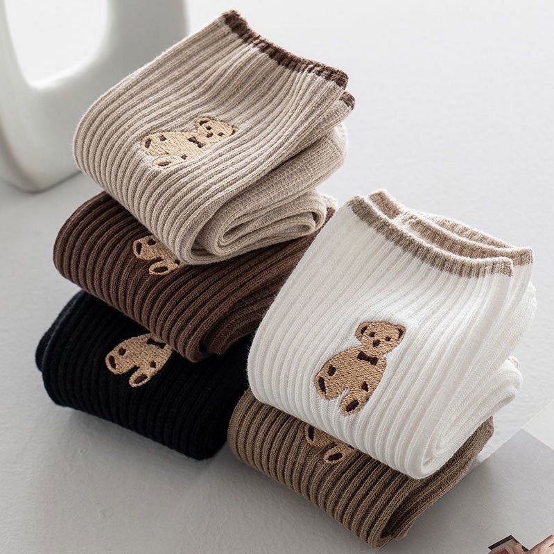 Vớ Cotton Thoáng Khí Họa Tiết Gấu Teddy Hoạt Hình Dễ Thương Dành Cho Người Lớn