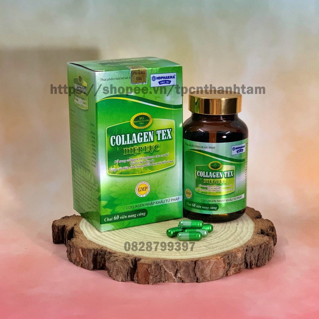 Diệp Lục Collagen TEX bổ sung Isoflavon, Sữa ong chúa,chống lão hóa, cải thiện nếp nhăn - Hộp 60v | BigBuy360 - bigbuy360.vn