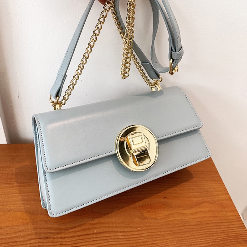 Túi xách IELGY đeo vai màu đen gắn dây xích kiểu cách cổ điển cho nữ