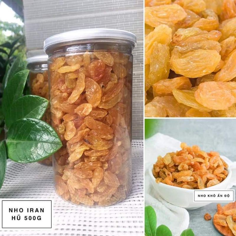 Hũ 500gr nho Ấn Độ  sấy dẻo không đường hương vị tự nhiên