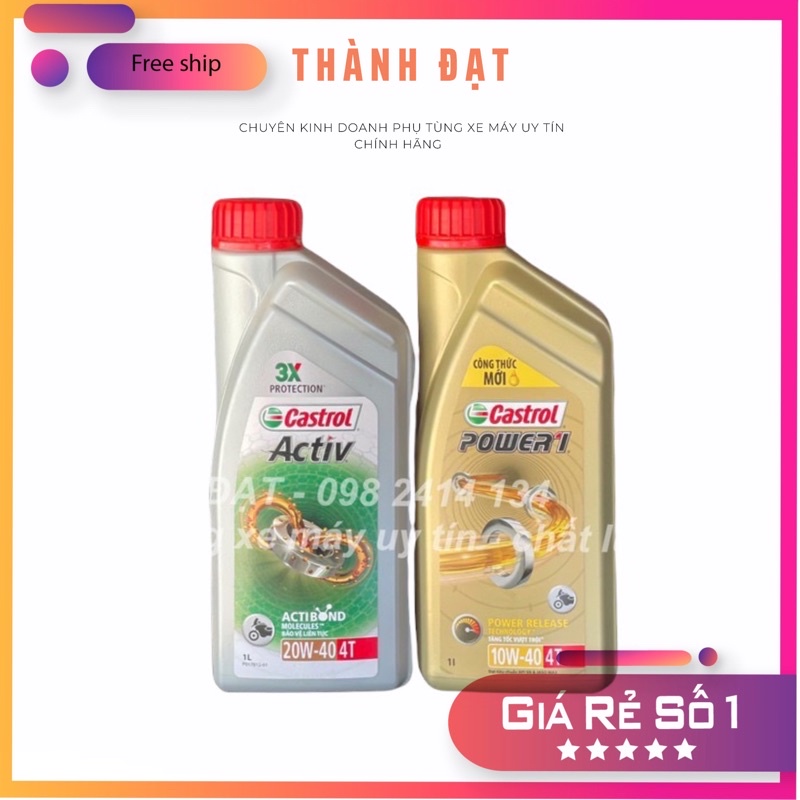 Dầu nhớt chính hãng Castrol cao cấp dành cho xe số và xe ga , Nhớt Castrol Activ và Castrol Power 1