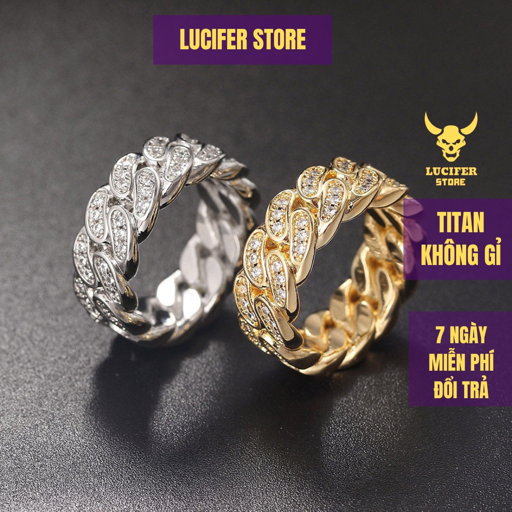 Nhẫn Nam Bạc Đính Đá Kamenra Đẹp Cá Tính Unisex HipHop Basic Ngầu Trơn Nam Lucifer Store Nhẫn Titan Kamenra đính đá Ring
