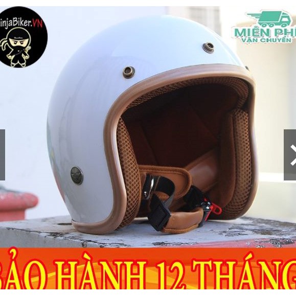Mũ bảo hiểm 34 Màu Trắng nâu tặng kèm Kính UV400