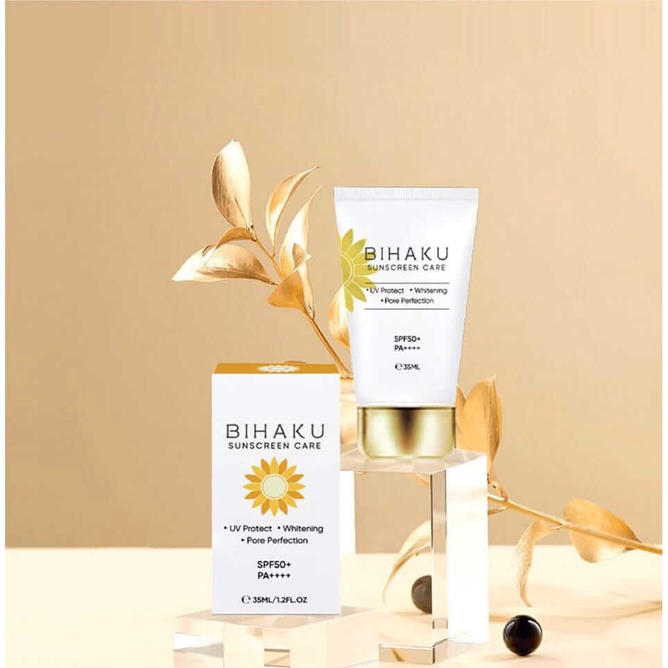 Kem chống nắng cho da nhạy cảm Bihaku Sunscreen Care SPF 50+ PA++++ dưỡng trắng kiềm dầu chống tia UV