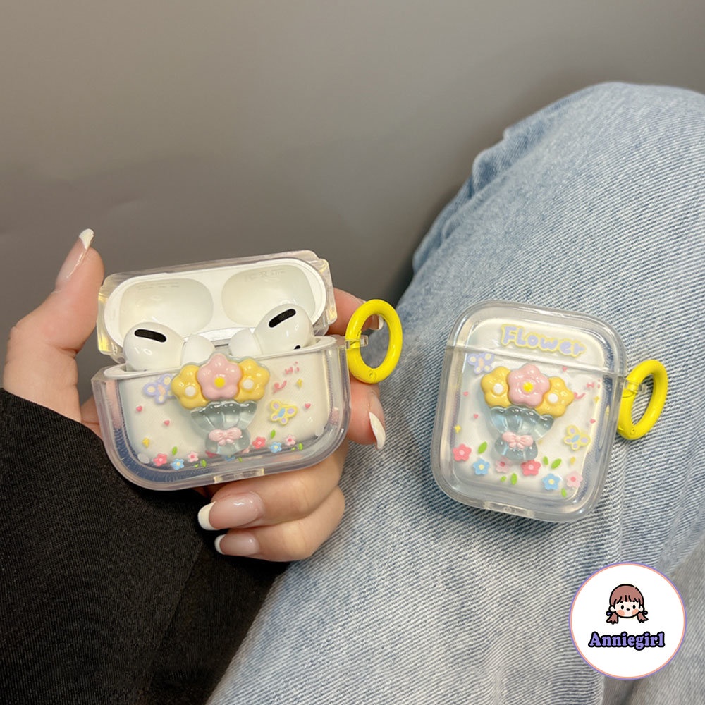 Vỏ Bảo Vệ Hộp Sạc Tai nghe không dây Airpods 1 / 2 / 3 / pro Hình Hoa 3D Bằng Silicon Mềm