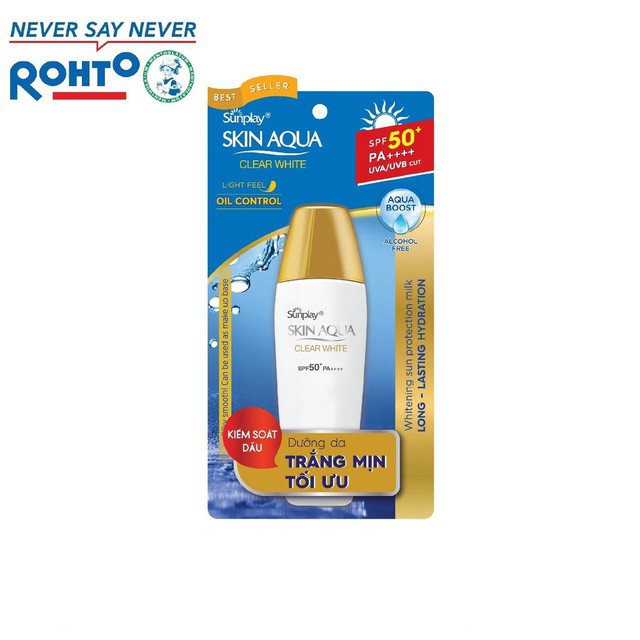 Sunplay Skin Aqua Clear White SPF50+, PA++++: Sữa chống nằng dưỡng da trắng mịn