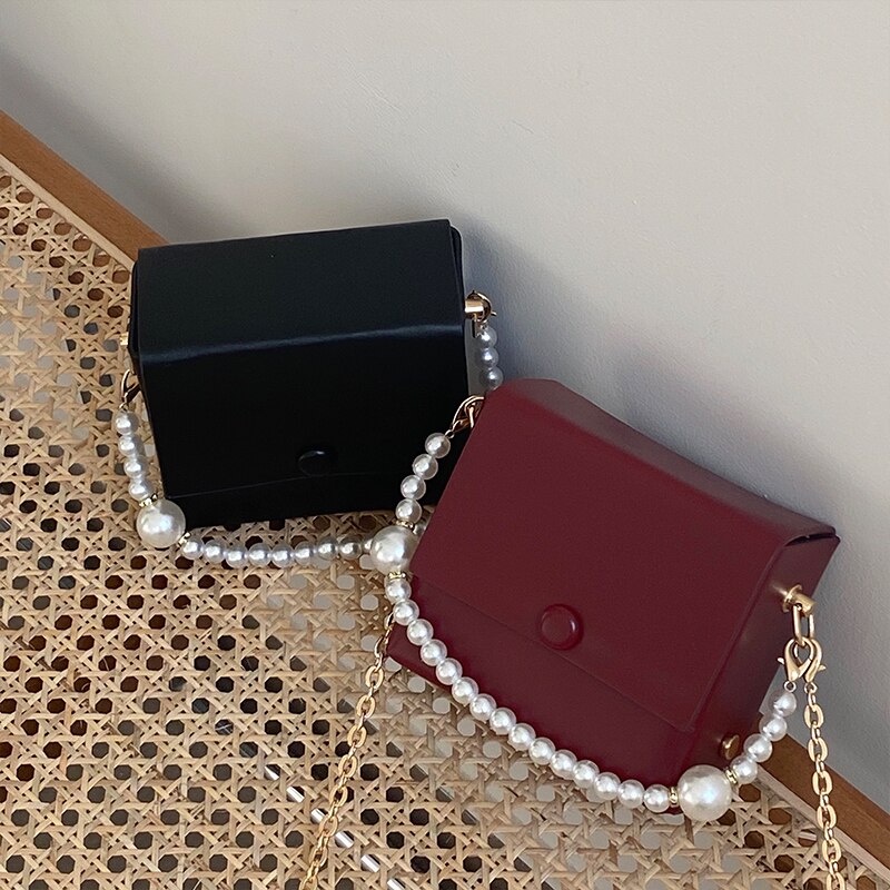 Túi xách JASMIN NOIR da PU đeo chéo vai đính ngọc trai thời trang cho nữ