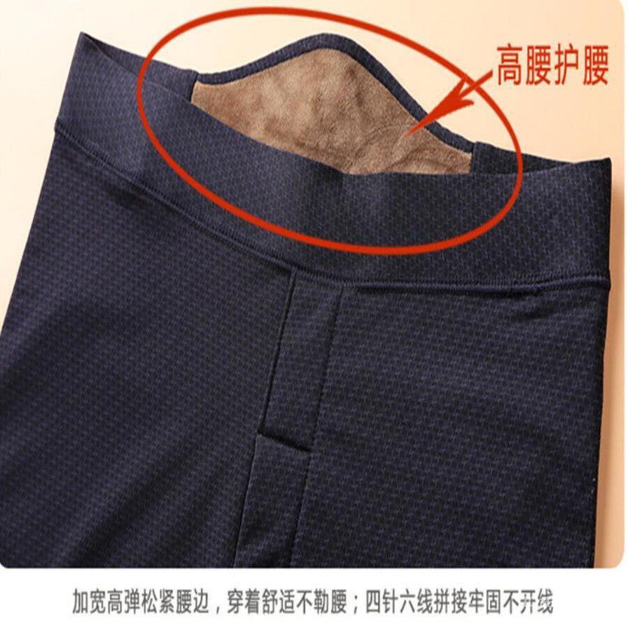 Quần legging cotton dáng ôm vừa vặn đầu gối và lưng cao lót lớp lông cừu dày giữ ấm chống gió có size lớn cho nam