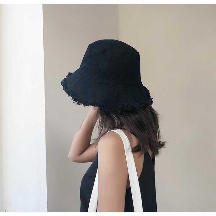 Mũ bucket nón vành tròn 2 mặt tua rua phong cách ulzzang cho nam nữ