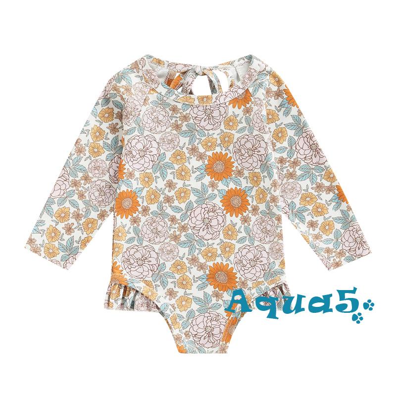 Bộ Đồ Bơi Một Mảnh Tay Dài Cổ Tròn In Hình Trái Tim/Hoa Màu Trắng/Đỏ/Cam Dành Cho Nữ