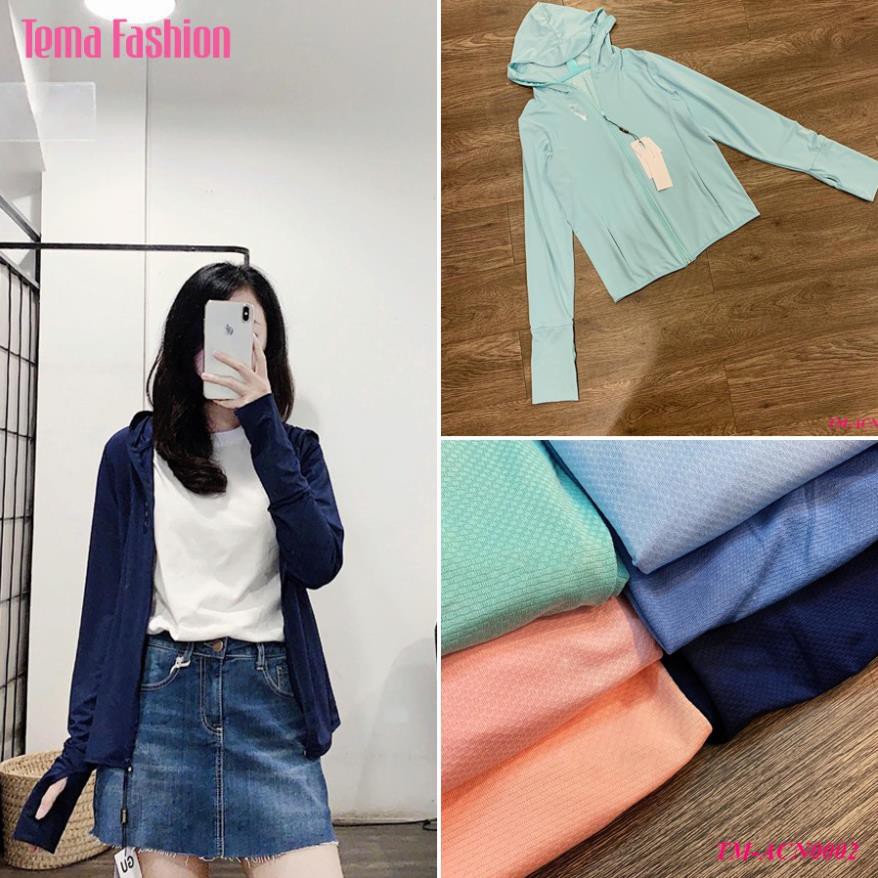 Áo chống nắng dáng ngắn nữ TEMA - Áo chống nắng trơn hàng GU dài tay mặc mát
