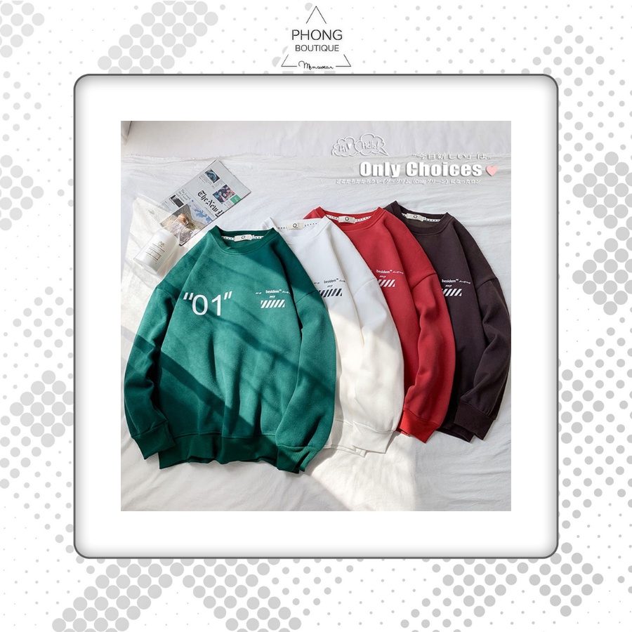 Áo dài tay Love Wind NỈ BÔNG Unisex Phong Boutique Basic Sweater Ulzzang cặp đôi nam nữ form rộng oversize Hàn Quốc | BigBuy360 - bigbuy360.vn