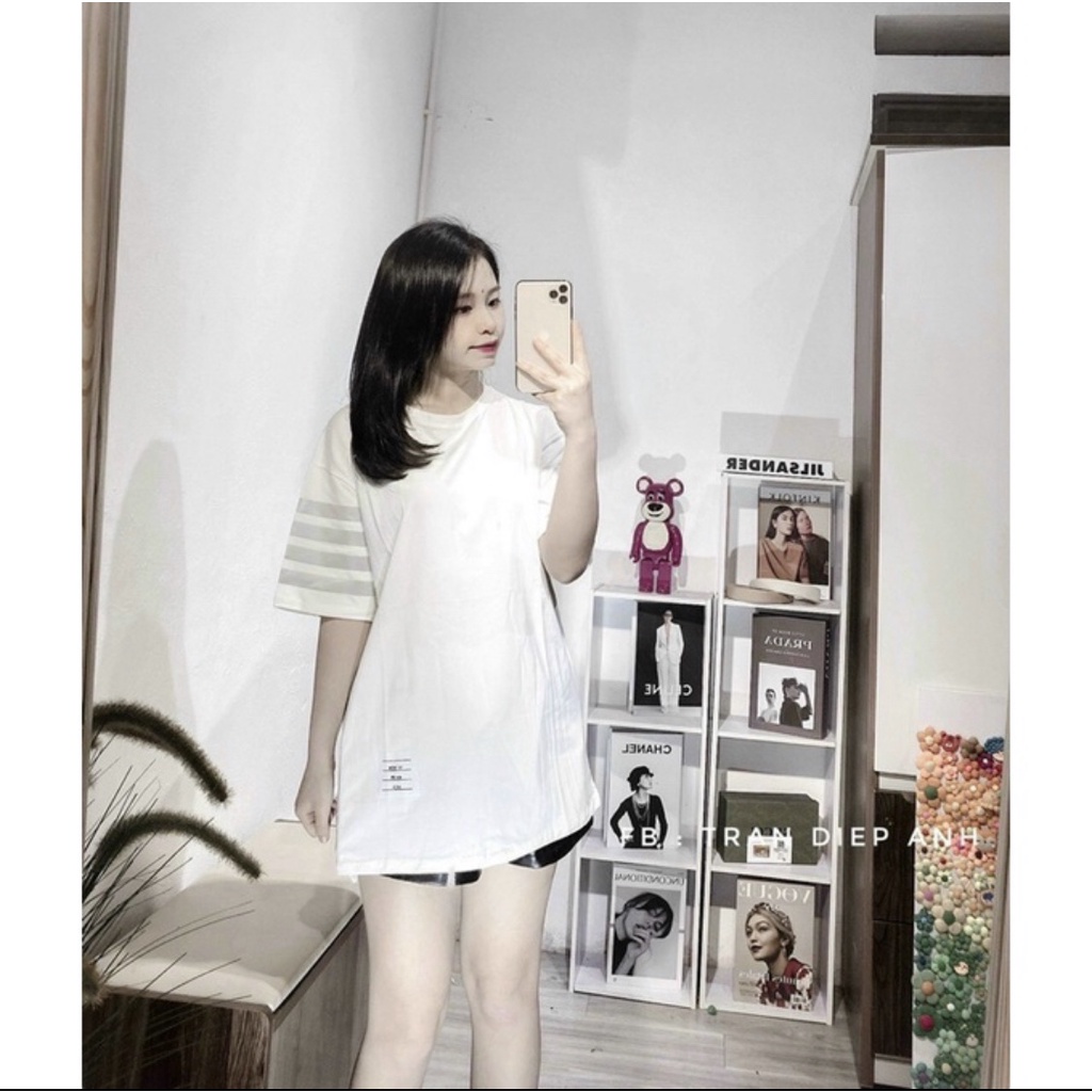 Áo phông thom nữ vạch tay viền ngang, Áo  polo nữ from rộng vạch tay kẻ sọc tay lỡ Chất Cotton Siêu Xinh | BigBuy360 - bigbuy360.vn