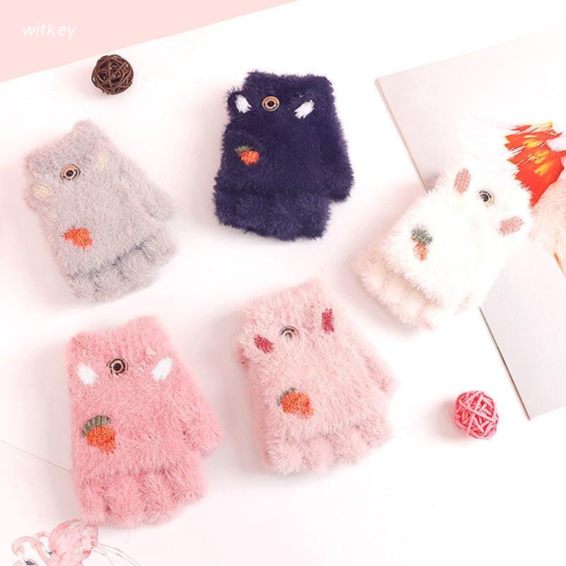 Găng tay len hở ngón giữ ấm cho bé từ 3-7 tuổi