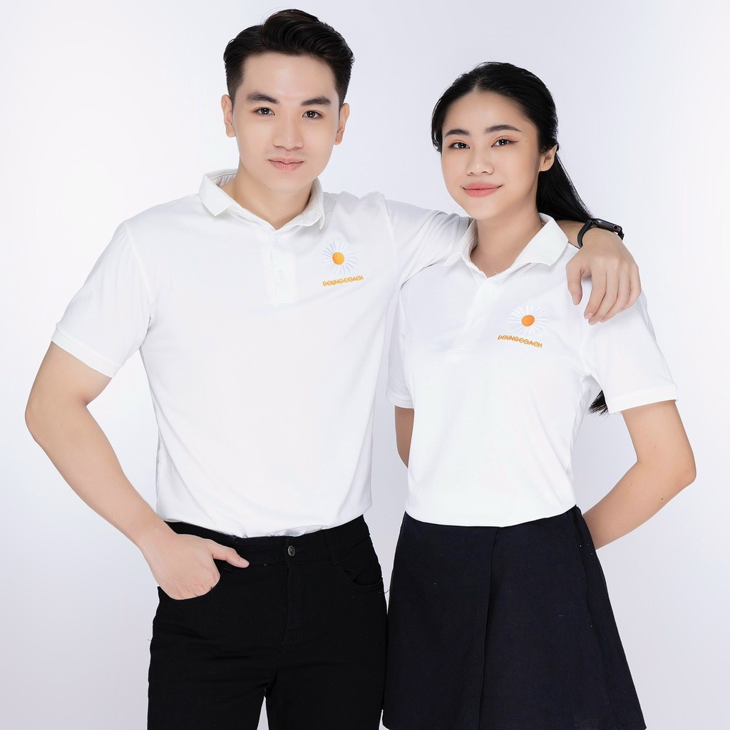 Áo thun polo nam nữ cặp đôi có cổ tay ngắn vải thun cotton cao cấp mềm mịn co giãn thoáng mát